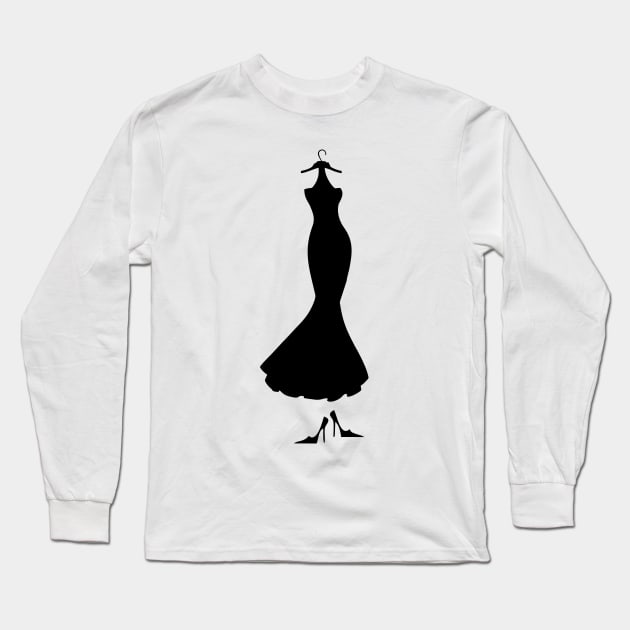 dress black and wight Long Sleeve T-Shirt by Gaming girly arts